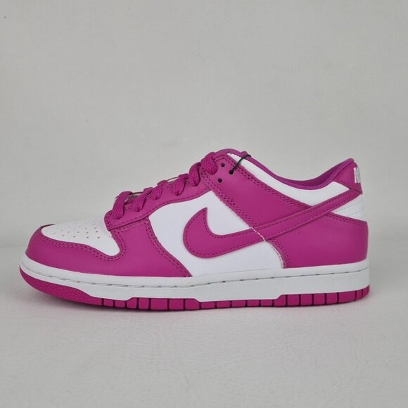 Nike Other - Nike Dunk Low BG White-Fuchsia Girls Sneakers SZ 5.5Y = 7 Womens